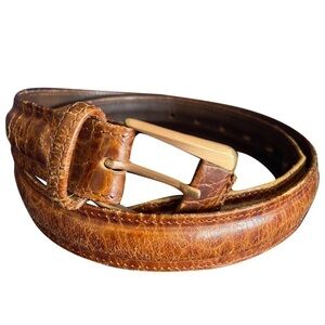 Jean Paul Gaultier Vintage Brown Leather Belt – 37″, Statement Buckle, Rare